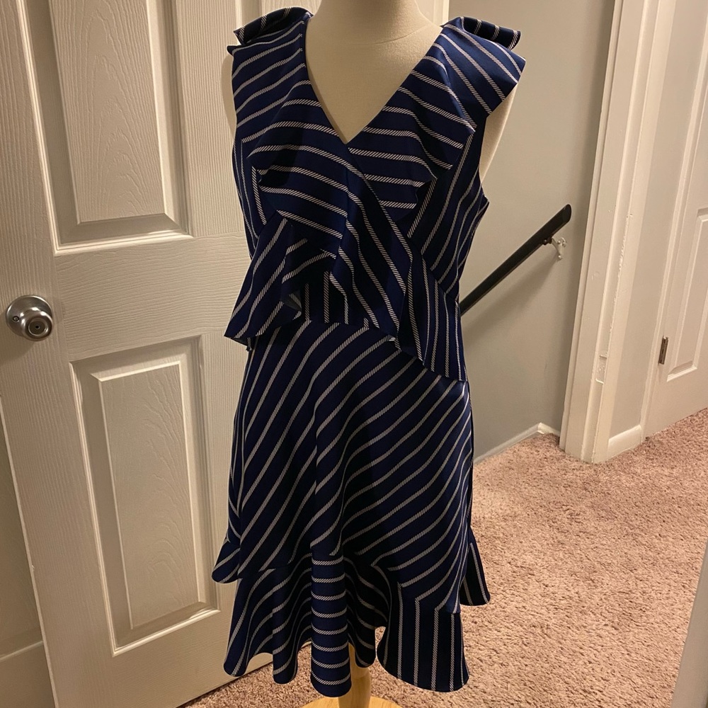Banana Republic Stripe Ruffle Dress Petite